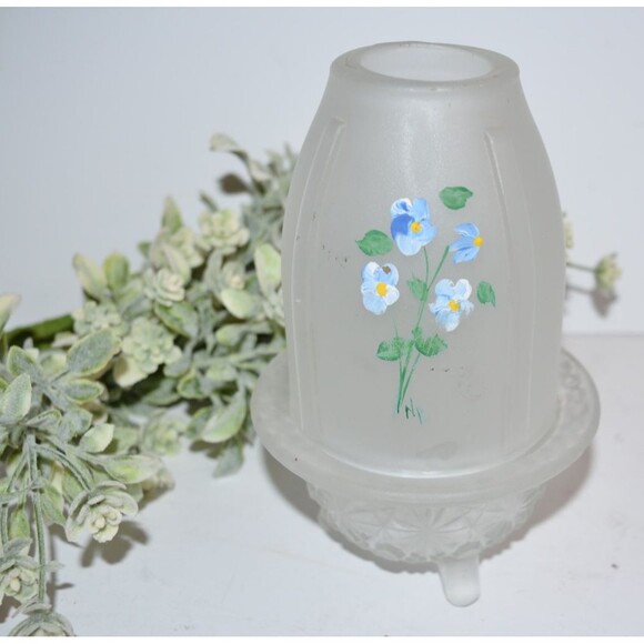 Le Smith Satin Glass Hand Painted Button Floral Fairy Lamp Light - Picture 1 of 7